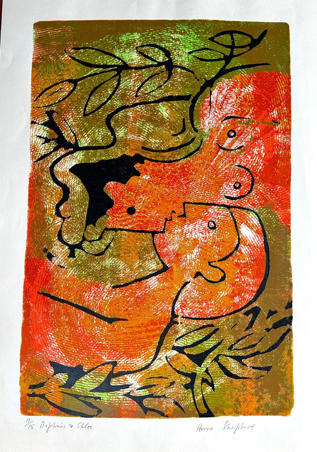 Original screen print 'Daphnis and Chloe' by Toby Horne Shepherd. 1909-1993. Circa 1965. Signed and inscribed. 11/15. Provenance; Helen Shepherd.